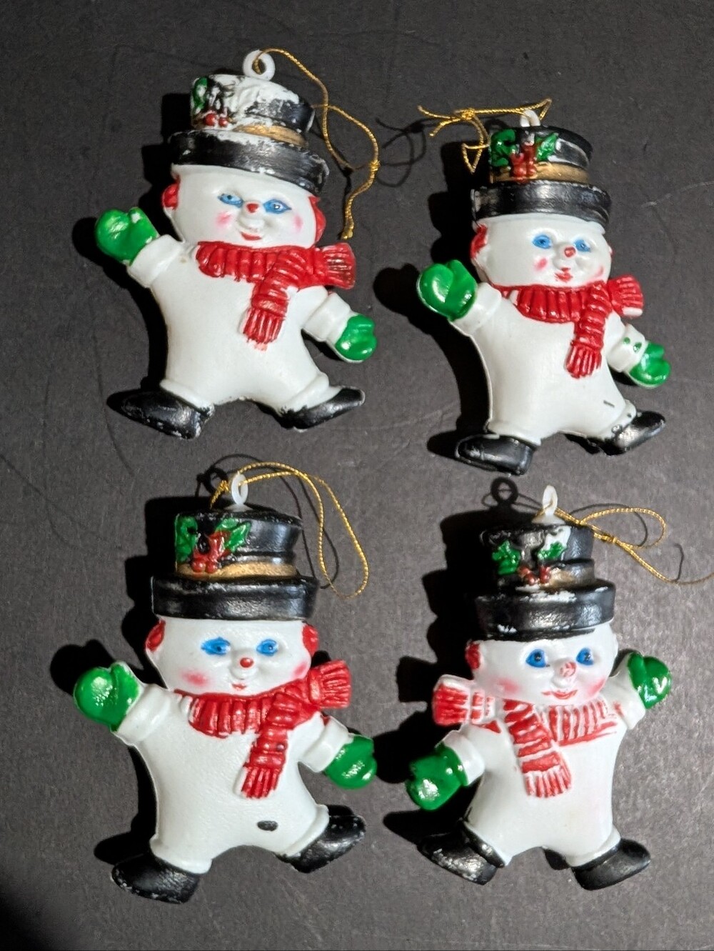 VTG Blow Mold Tree Ornaments Lot Of 14 Santa Snowman Stocking - Picture 5 of 11